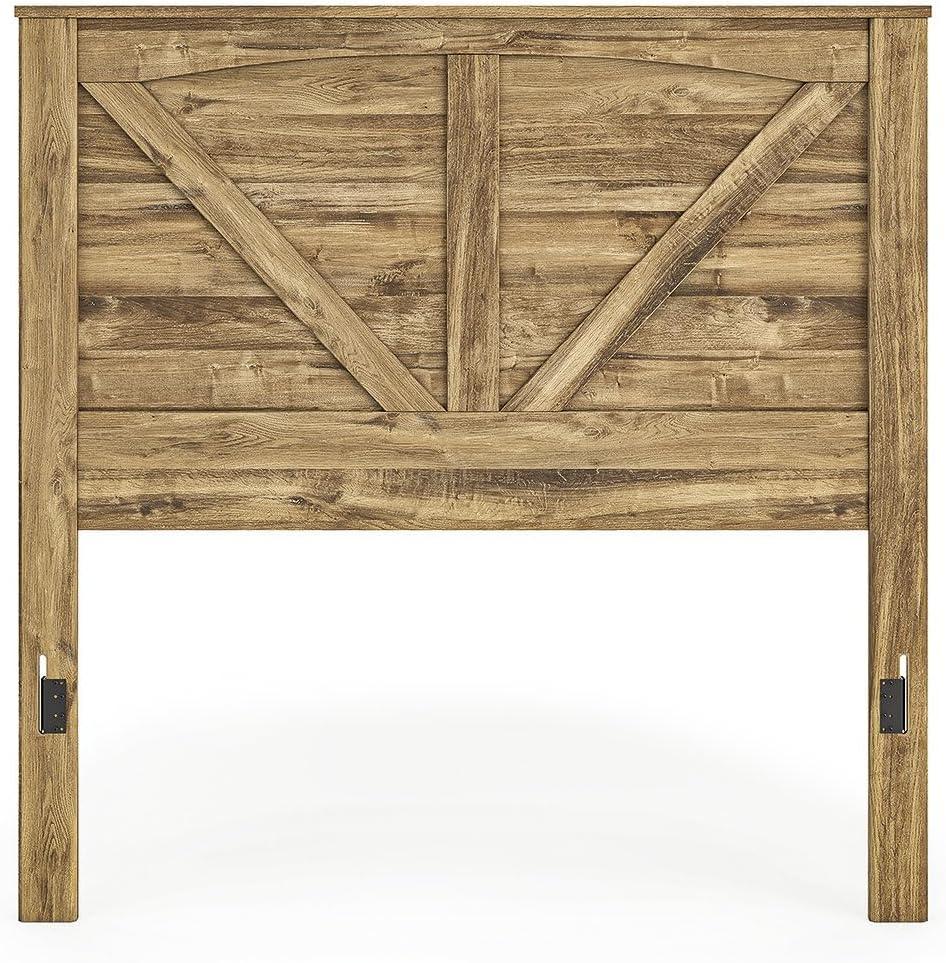 imageSignature Design by Ashley Hastiport Rustic Crossbuck Panel Headboard Queen Light Brown