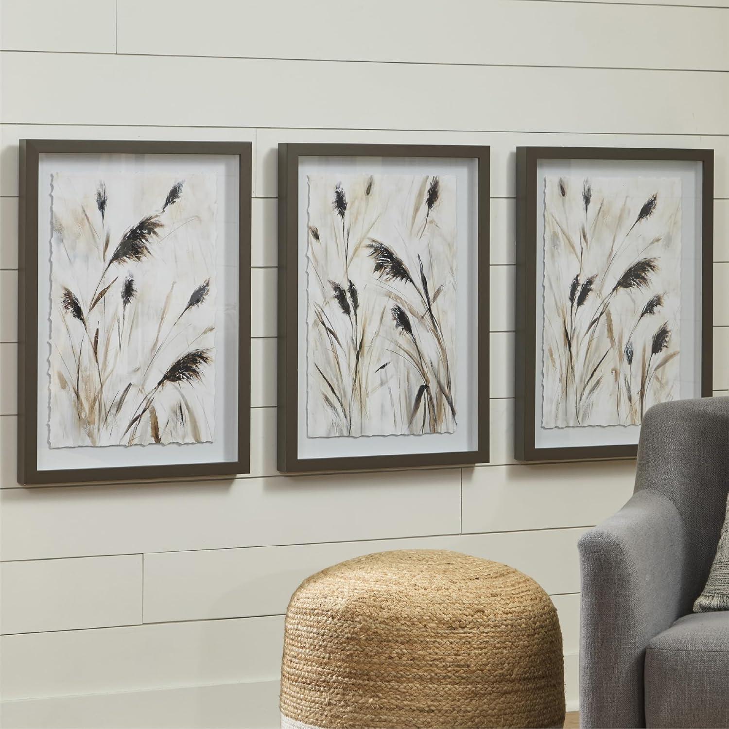 imageSignature Design by Ashley Honslow Wall Art Set of 3 Botanical Framed Decor with Raised Print Design Vertical Hanging Accent for Living Room Bathroom or Bedroom Walls