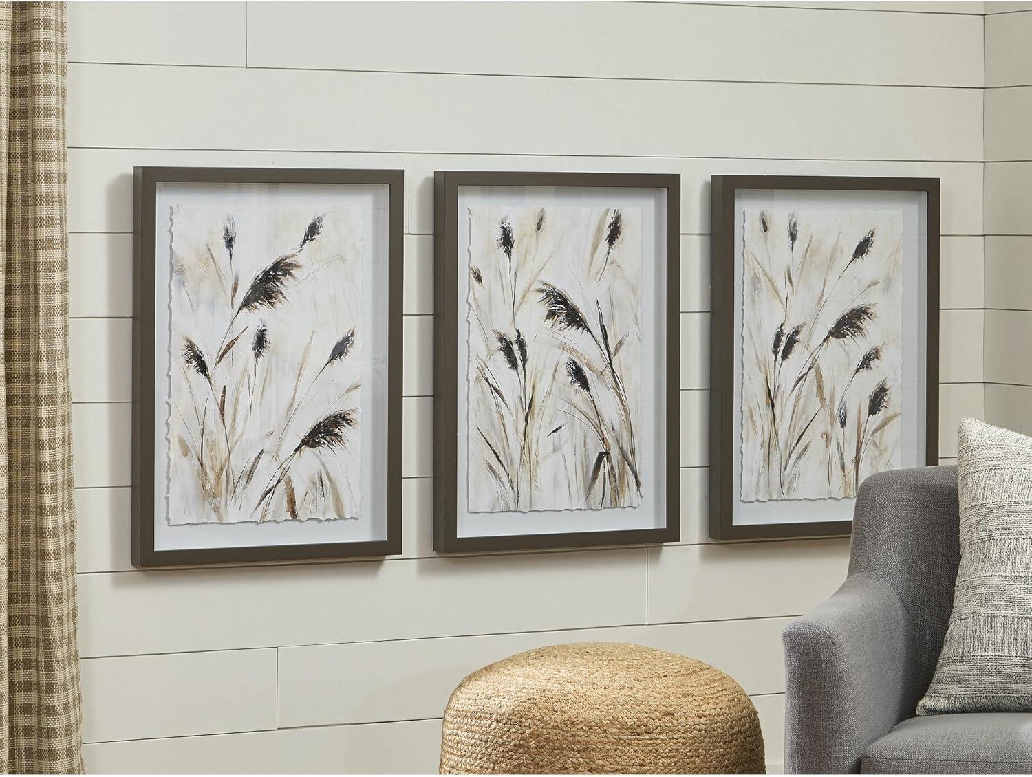 imageSignature Design by Ashley Honslow Wall Art Set of 3 Botanical Framed Decor with Raised Print Design Vertical Hanging Accent for Living Room Bathroom or Bedroom Walls