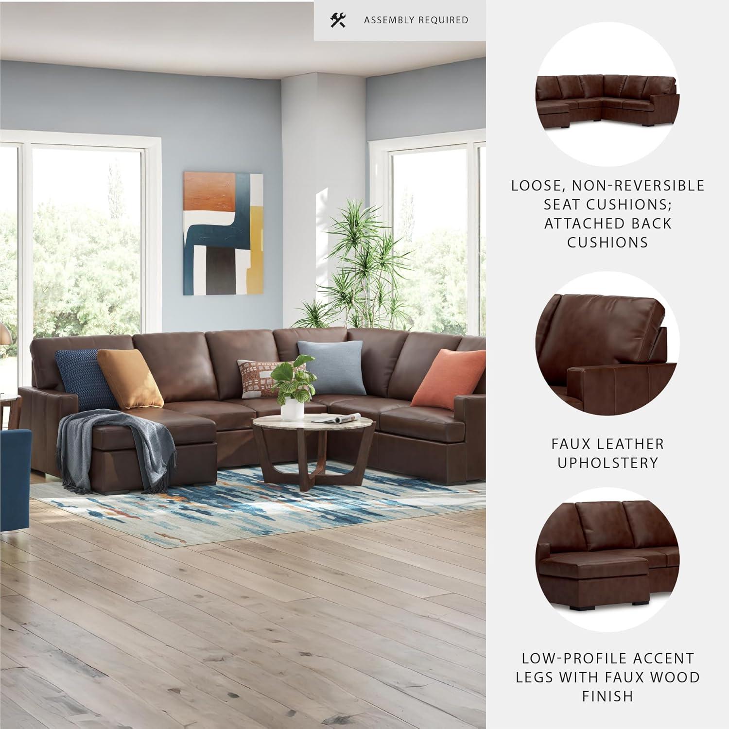 imageSignature Design by Ashley Jarreau Modern Sectional Sleeper Sofa Couch with Chaise Lounge Blue3Piece Sectional w Chaise Left