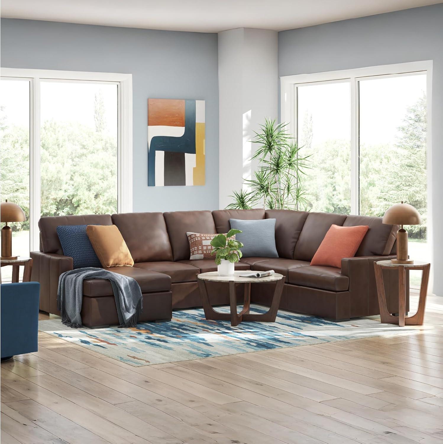 imageSignature Design by Ashley Jarreau Modern Sectional Sleeper Sofa Couch with Chaise Lounge Blue3Piece Sectional w Chaise Left