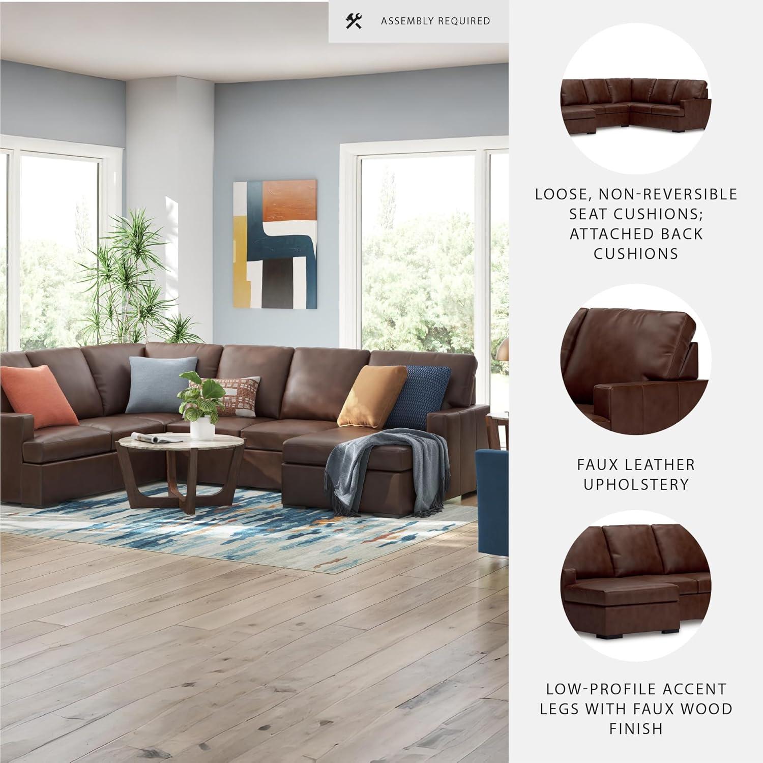 imageSignature Design by Ashley Jarreau Modern Sectional Sleeper Sofa Couch with Chaise Lounge Blue3Piece Sectional w Chaise Right