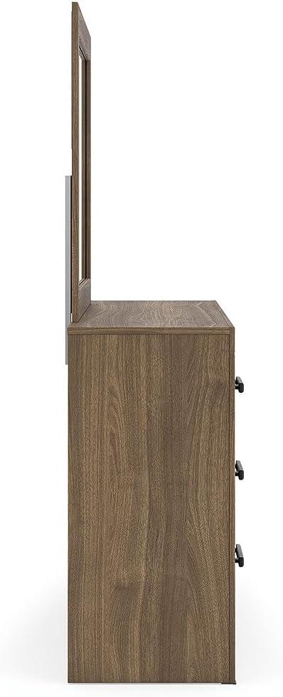 imageSignature Design by Ashley Jonnifer Dresser with Mirror TwoTone Engineered Wood Storage Furniture with 6 Drawers for Bedroom Rustic Gray and Matte BlackWarm Brown