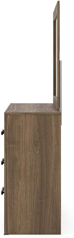 imageSignature Design by Ashley Jonnifer Dresser with Mirror TwoTone Engineered Wood Storage Furniture with 6 Drawers for Bedroom Rustic Gray and Matte BlackWarm Brown