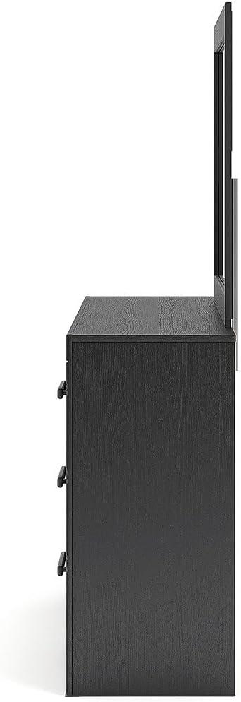 imageSignature Design by Ashley Jonnifer Dresser with Mirror TwoTone Engineered Wood Storage Furniture with 6 Drawers for Bedroom Rustic Gray and Matte BlackBlack Gray