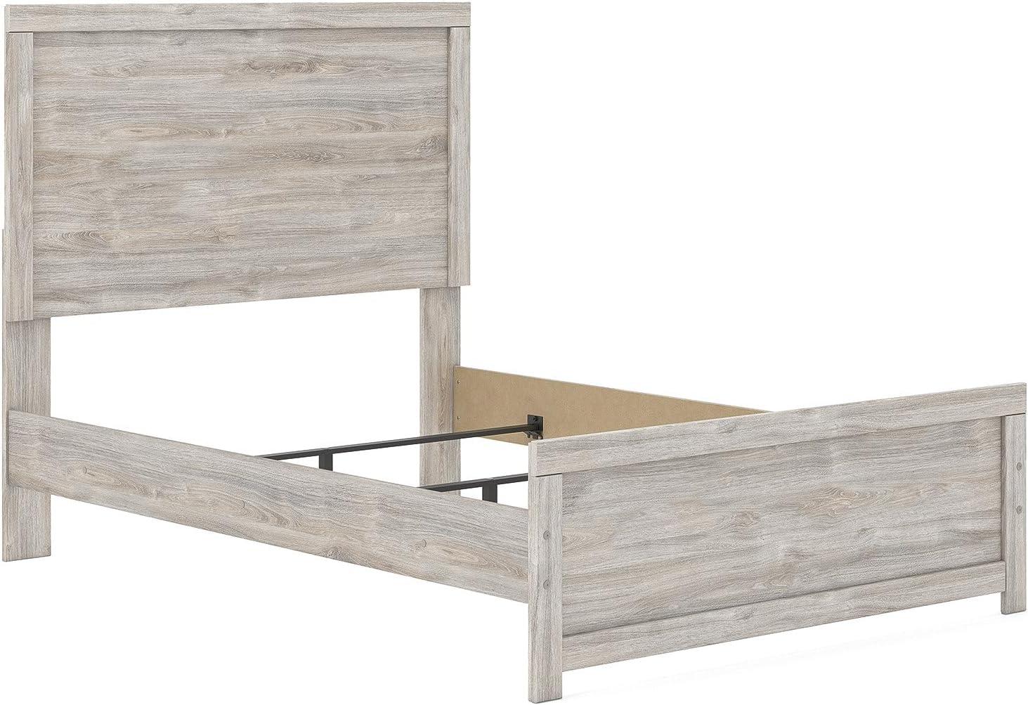 imageSignature Design by Ashley Jonnifer Full Panel Bed Frame Light Gray Bedroom Furniture with Panel Headboard Engineered Wood and Decorative Laminate Relaxed Casual Style