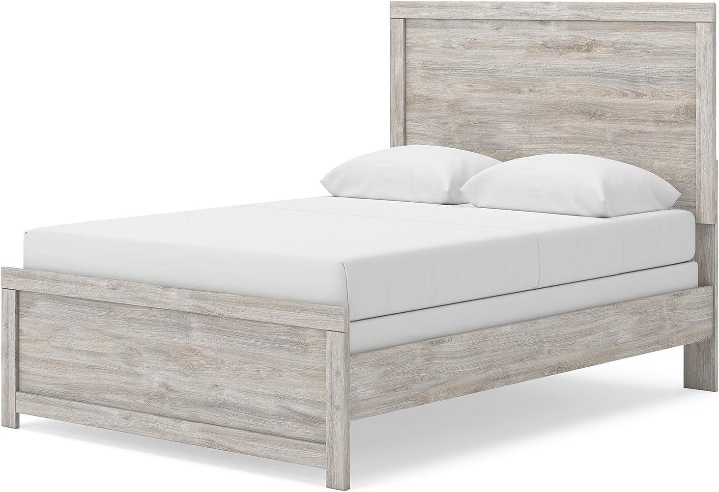 imageSignature Design by Ashley Jonnifer Full Panel Bed Frame Light Gray Bedroom Furniture with Panel Headboard Engineered Wood and Decorative Laminate Relaxed Casual Style