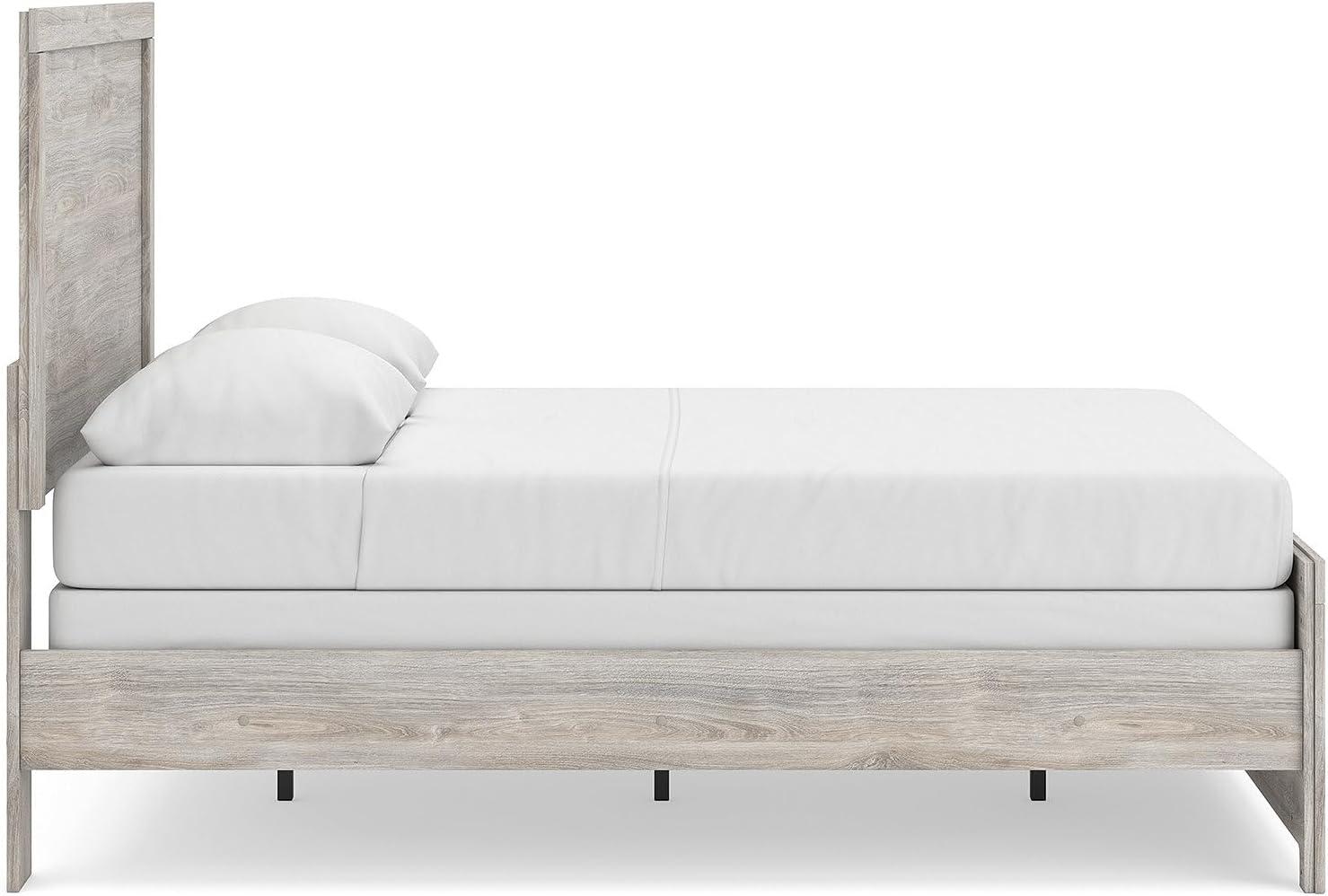 imageSignature Design by Ashley Jonnifer Full Panel Bed Frame Light Gray Bedroom Furniture with Panel Headboard Engineered Wood and Decorative Laminate Relaxed Casual Style