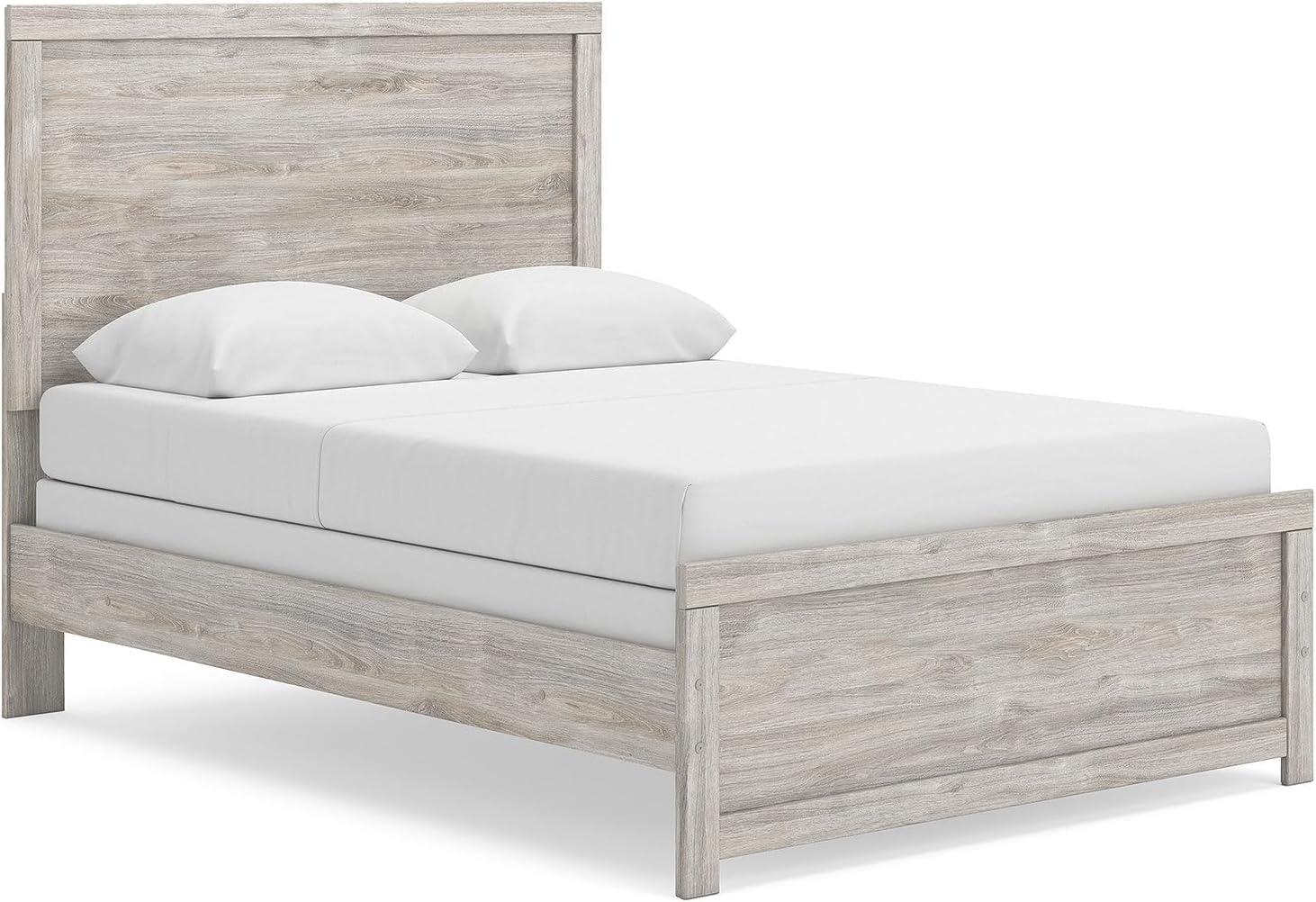 imageSignature Design by Ashley Jonnifer Full Panel Bed Frame Light Gray Bedroom Furniture with Panel Headboard Engineered Wood and Decorative Laminate Relaxed Casual Style