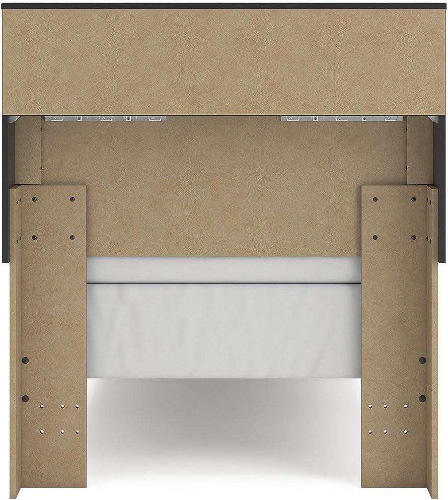 imageSignature Design by Ashley Jonnifer Twin Bed Frame with Bookcase Headboard Storage Cubbies Engineered Wood TwoTone Finish for Kids Bedroom Furniture