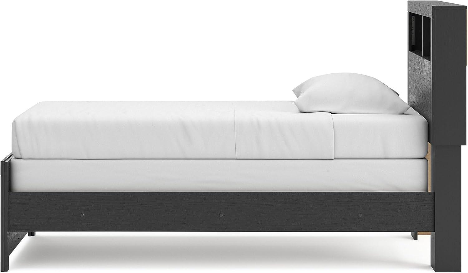 imageSignature Design by Ashley Jonnifer Twin Bed Frame with Bookcase Headboard Storage Cubbies Engineered Wood TwoTone Finish for Kids Bedroom Furniture