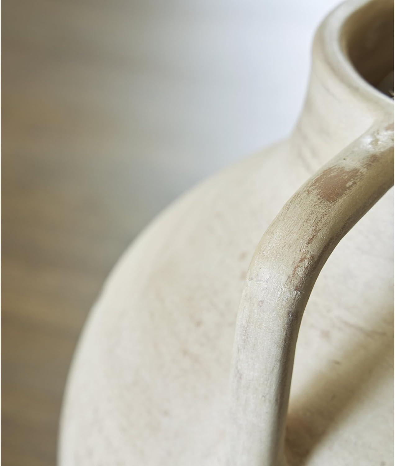 imageSignature Design by Ashley Justy Vase Terra Cotta Decor with Antiqued Beige Finish for Faux or Dried Arrangements Sculptural Accent for Tables or Shelves 17 H