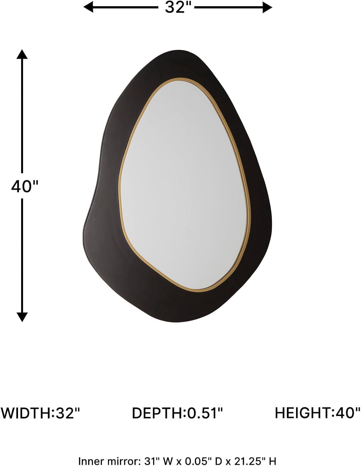 imageSignature Design by Ashley Kierlock Decorative Wall Mirror Organic Shape and Wooden Frame with Black and Goldtone Finish Vertical Hanging Accent for Entryway or Bedroom 32 W x 40 H