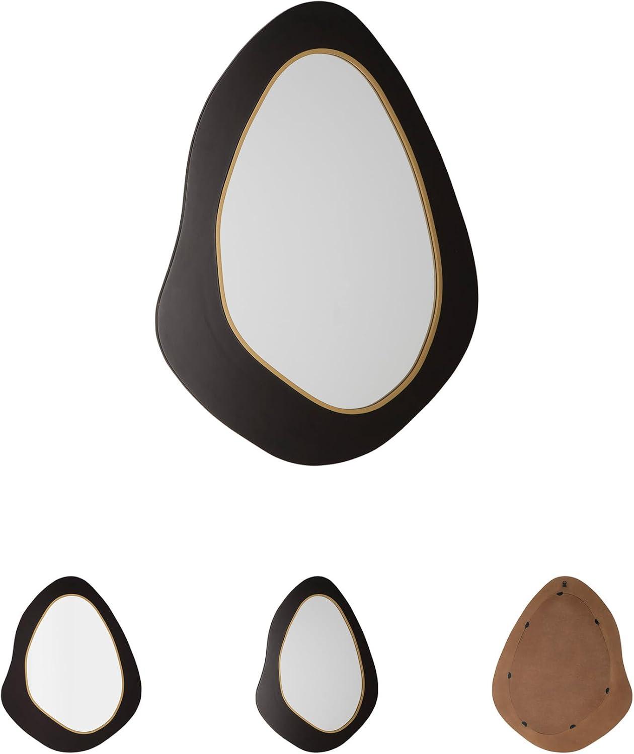 imageSignature Design by Ashley Kierlock Decorative Wall Mirror Organic Shape and Wooden Frame with Black and Goldtone Finish Vertical Hanging Accent for Entryway or Bedroom 32 W x 40 H