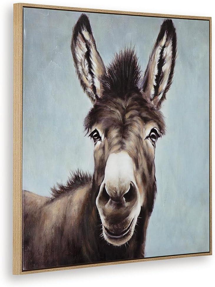 imageSignature Design by Ashley Landerton Farmhouse Hand Painted Donkey Wall Art 32 32 Inches Dark Brown amp Blue