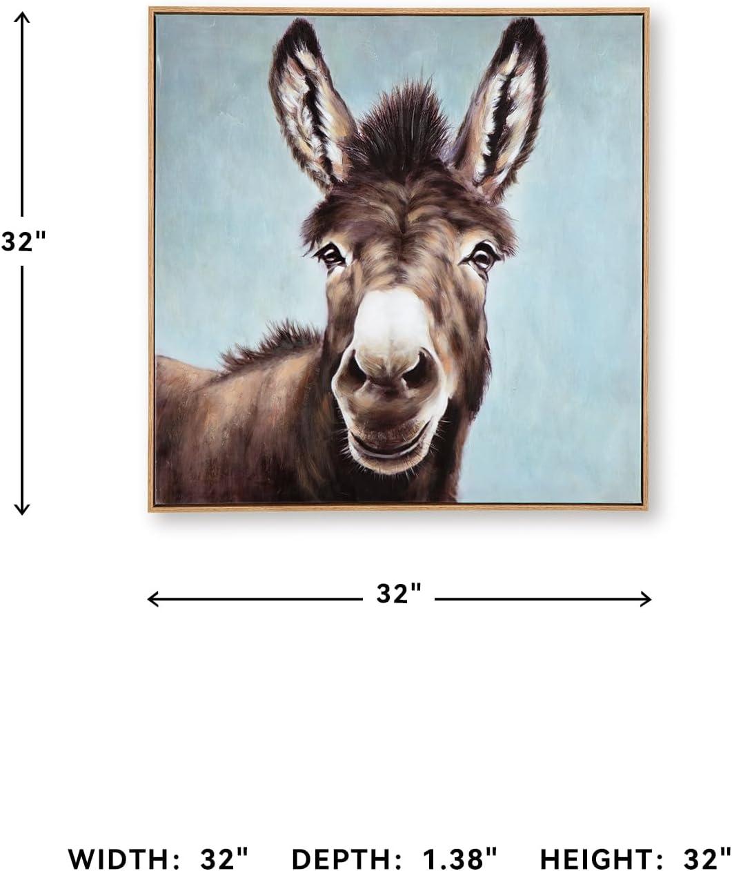 imageSignature Design by Ashley Landerton Farmhouse Hand Painted Donkey Wall Art 32 32 Inches Dark Brown amp Blue