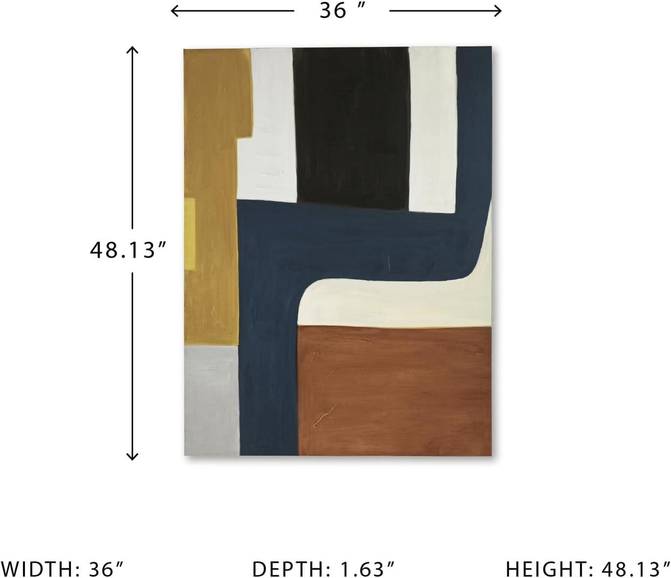 imageSignature Design by Ashley Lennmen Contemporary Rectangular Abstract Unframed Handpainted Wall Art 36 x 48 Inches Blue amp Light Brown
