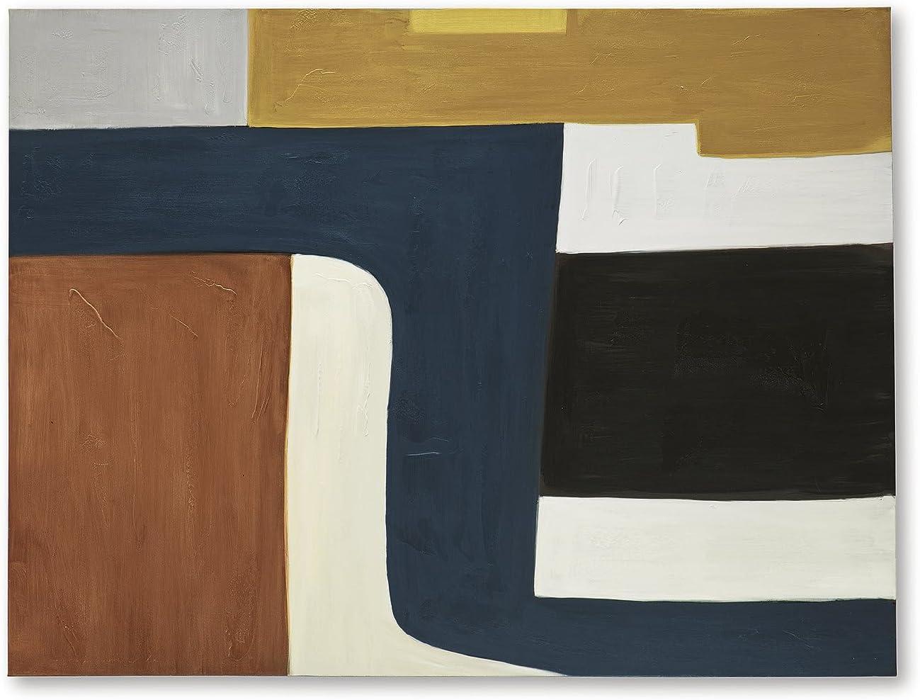 imageSignature Design by Ashley Lennmen Contemporary Rectangular Abstract Unframed Handpainted Wall Art 36 x 48 Inches Blue amp Light Brown