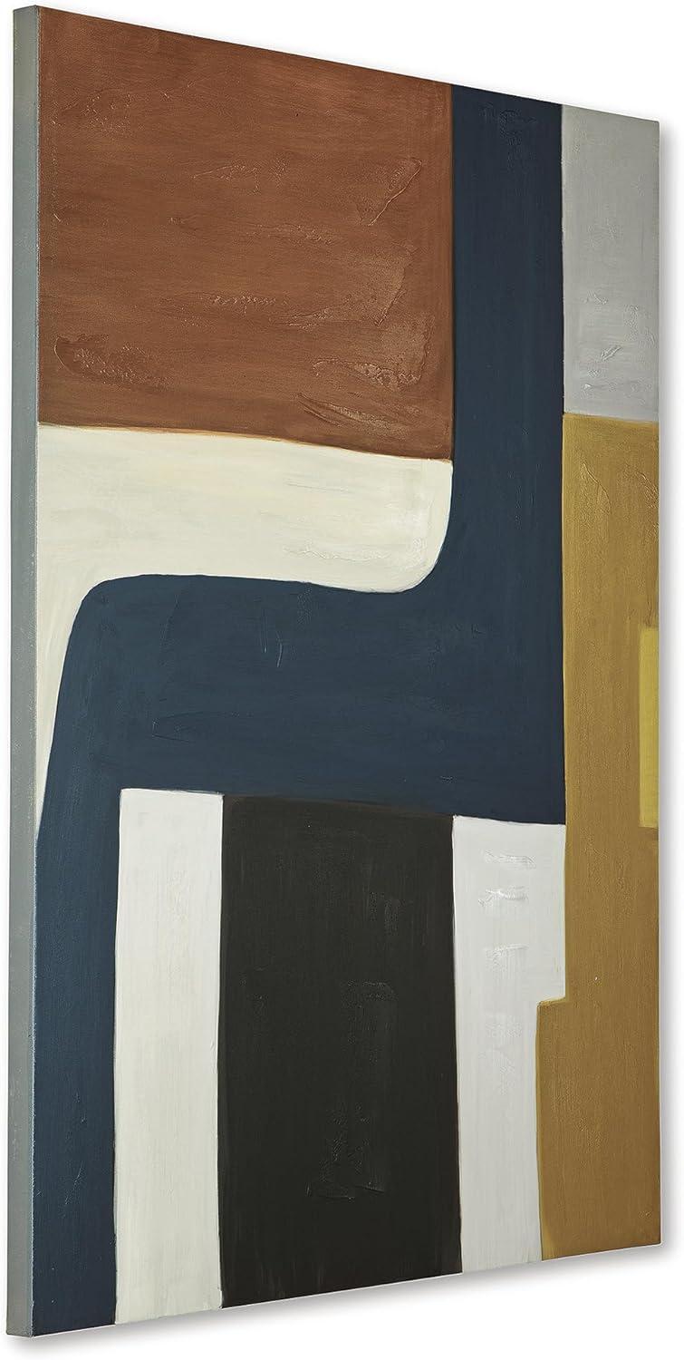 imageSignature Design by Ashley Lennmen Contemporary Rectangular Abstract Unframed Handpainted Wall Art 36 x 48 Inches Blue amp Light Brown