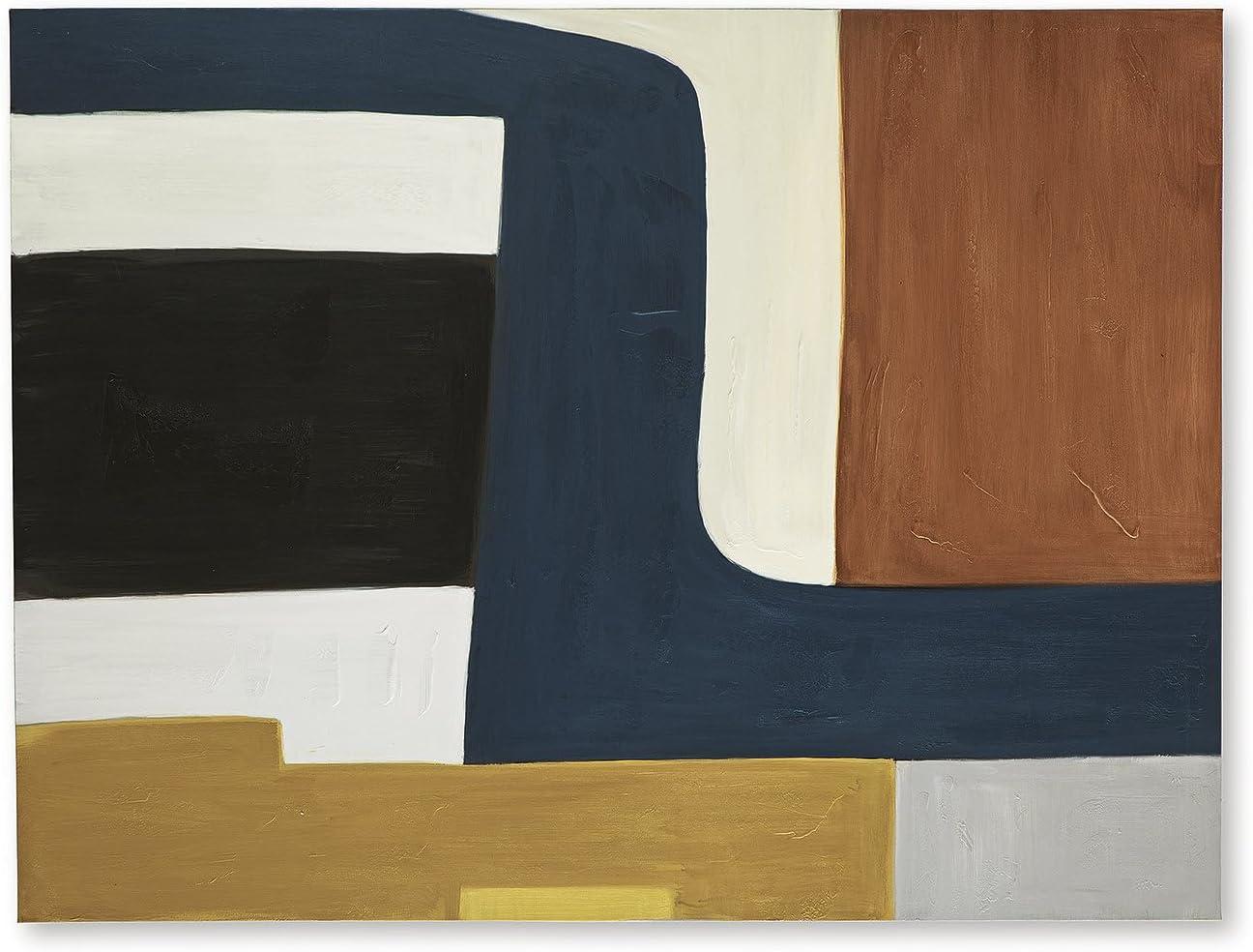 imageSignature Design by Ashley Lennmen Contemporary Rectangular Abstract Unframed Handpainted Wall Art 36 x 48 Inches Blue amp Light Brown