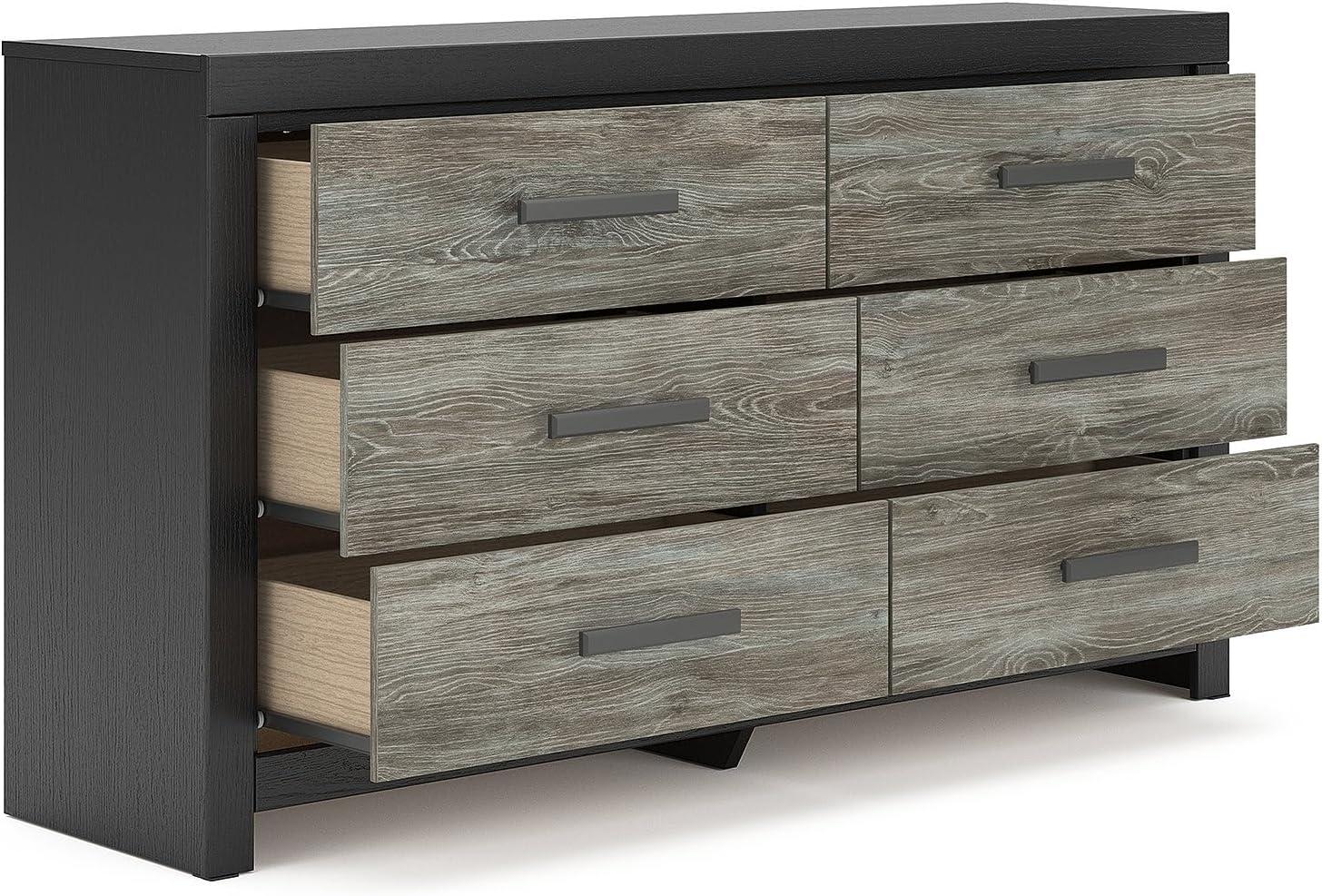 imageSignature Design by Ashley Ryderton Casual 6Drawer Dresser with Safety Stop Light GrayBlack Gray