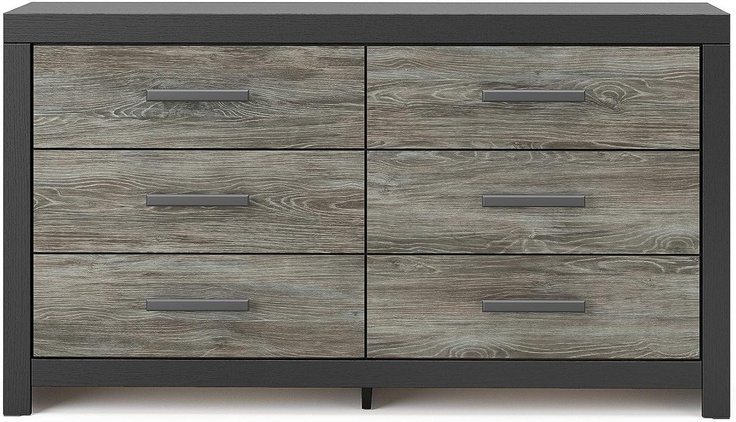 imageSignature Design by Ashley Ryderton Casual 6Drawer Dresser with Safety Stop Light GrayBlack Gray