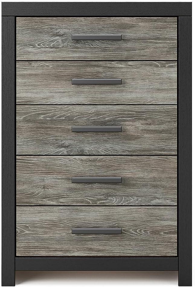 imageSignature Design by Ashley Ryderton Rustic 5Drawer Chest with Safety Stop Black amp GrayBlack Gray