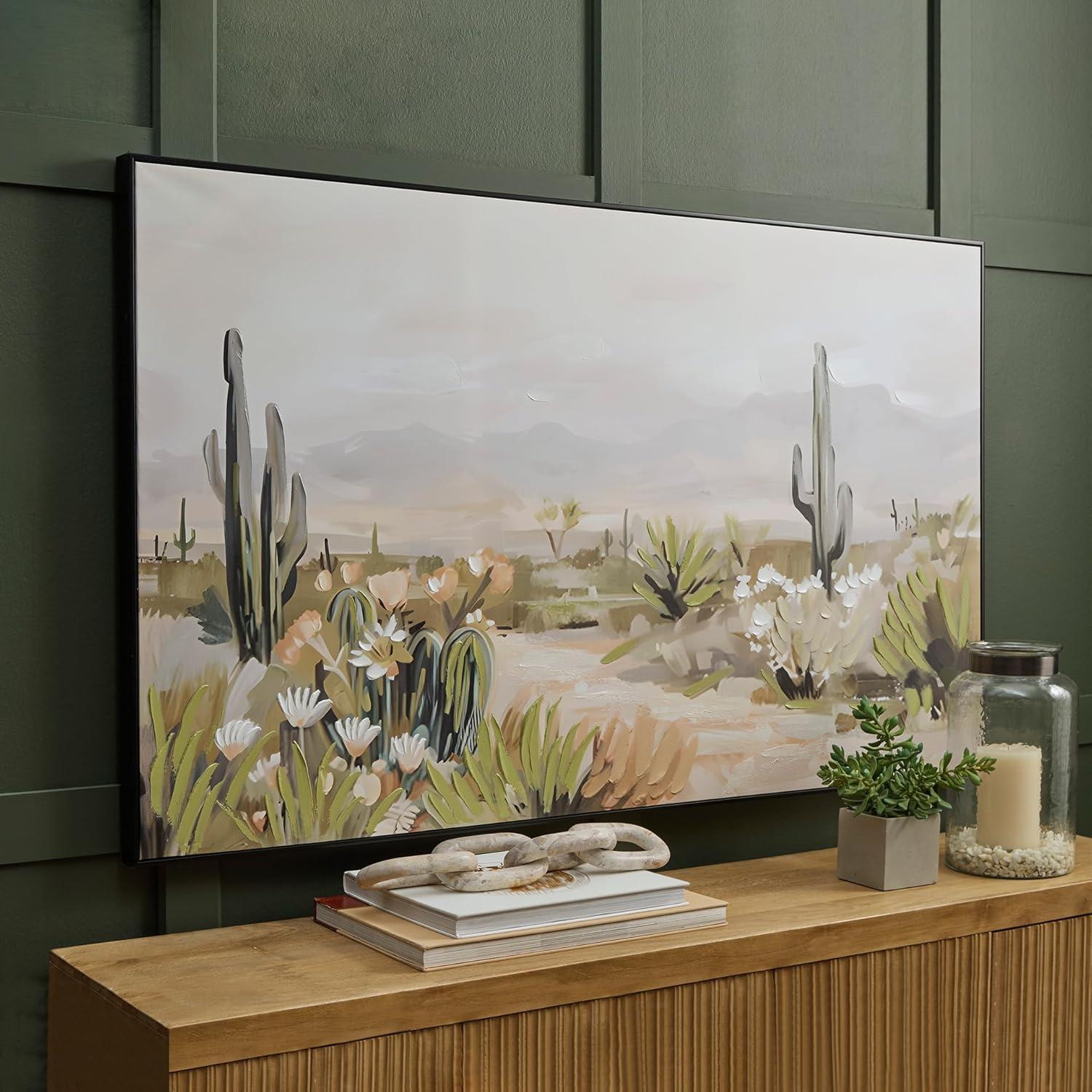 imageSignature Design by Ashley Sidworth Wall Art Large Gallery Wrapped Canvas with Hand Painted Embellishment Southwestern Decor for Living Room or Dining Room Desert Landscape