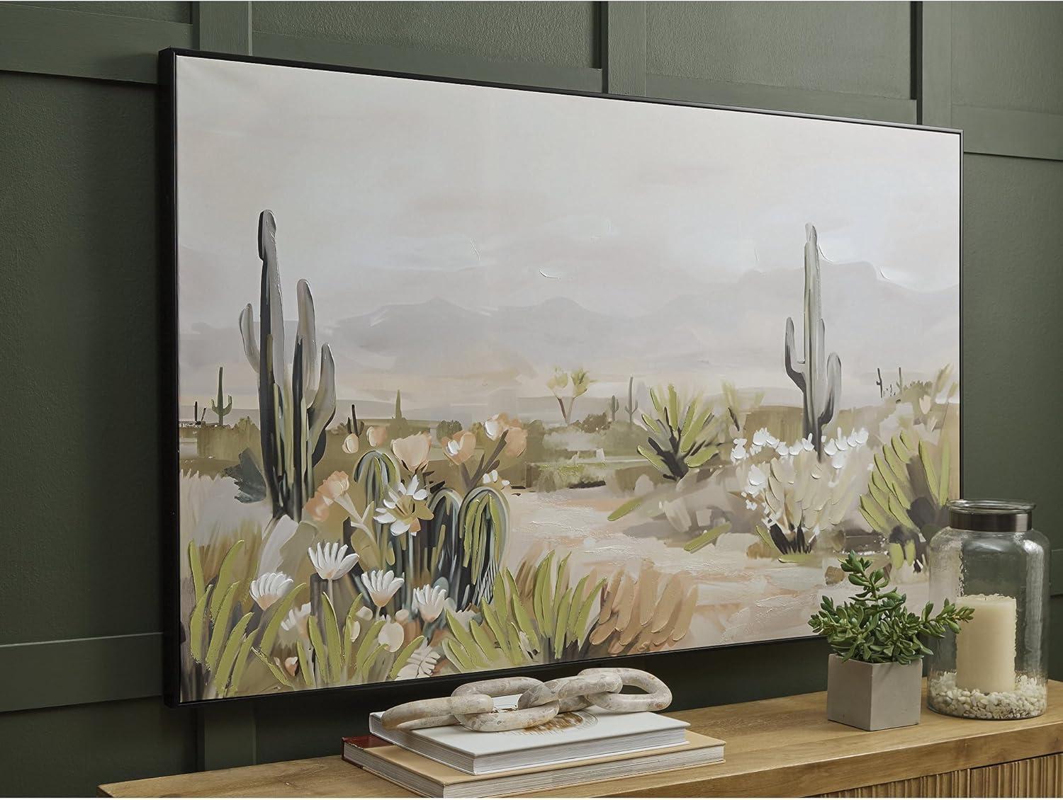 imageSignature Design by Ashley Sidworth Wall Art Large Gallery Wrapped Canvas with Hand Painted Embellishment Southwestern Decor for Living Room or Dining Room Desert Landscape