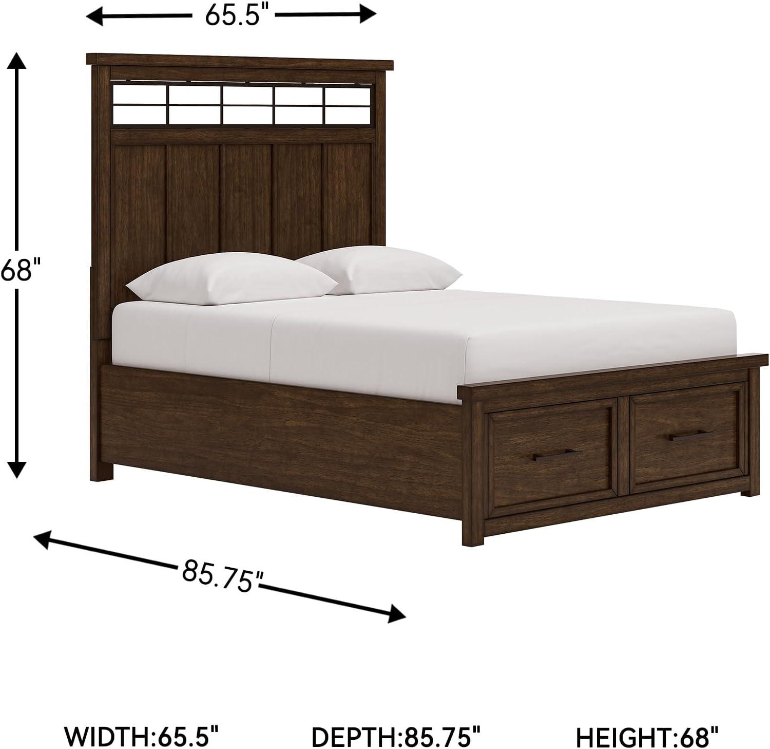 imageSignature Design by Ashley Taffenbrook King Platform Bed Frame with Headboard 2 Drawer Storage Hardwood Solids Mango Veneer MDF Rich Brown Finish Casual BedroomMedium Brown