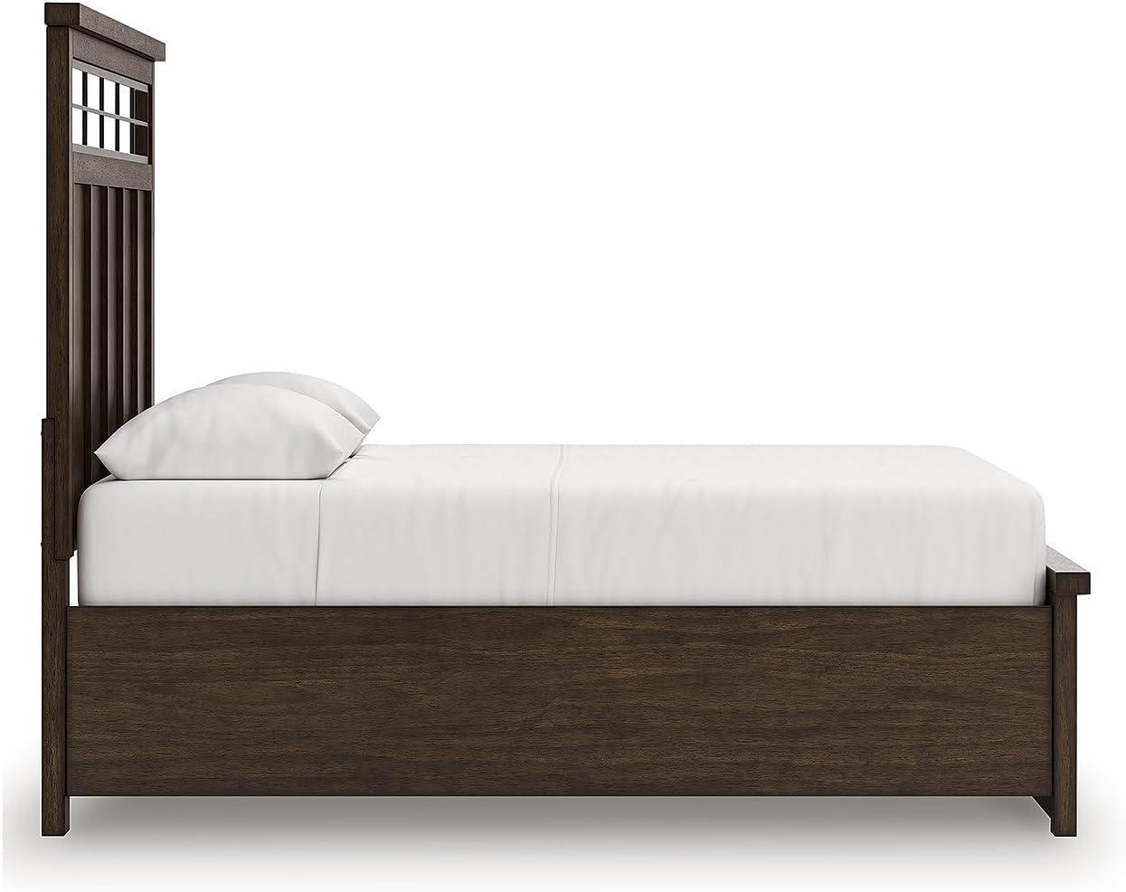 imageSignature Design by Ashley Taffenbrook King Platform Bed Frame with Headboard 2 Drawer Storage Hardwood Solids Mango Veneer MDF Rich Brown Finish Casual BedroomMedium Brown