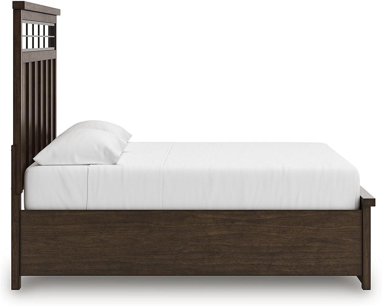 imageSignature Design by Ashley Taffenbrook King Platform Bed Frame with Headboard 2 Drawer Storage Hardwood Solids Mango Veneer MDF Rich Brown Finish Casual BedroomMedium Brown