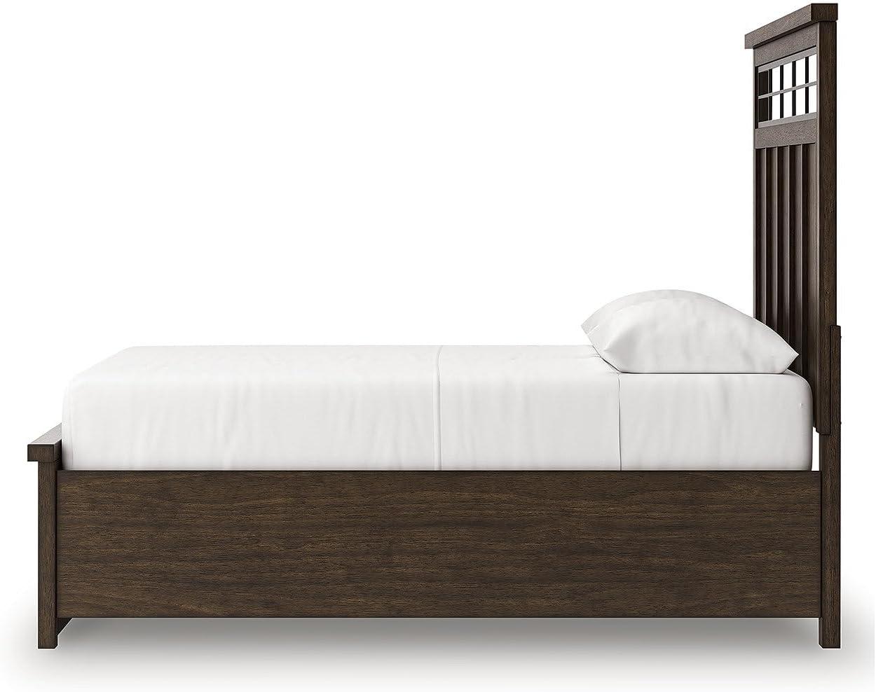 imageSignature Design by Ashley Taffenbrook King Platform Bed Frame with Headboard 2 Drawer Storage Hardwood Solids Mango Veneer MDF Rich Brown Finish Casual BedroomMedium Brown