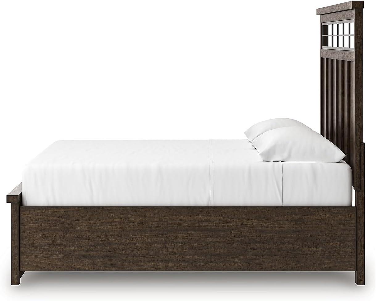 imageSignature Design by Ashley Taffenbrook King Platform Bed Frame with Headboard 2 Drawer Storage Hardwood Solids Mango Veneer MDF Rich Brown Finish Casual BedroomMedium Brown