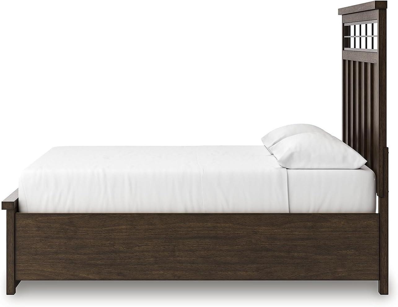 imageSignature Design by Ashley Taffenbrook King Platform Bed Frame with Headboard 2 Drawer Storage Hardwood Solids Mango Veneer MDF Rich Brown Finish Casual BedroomMedium Brown