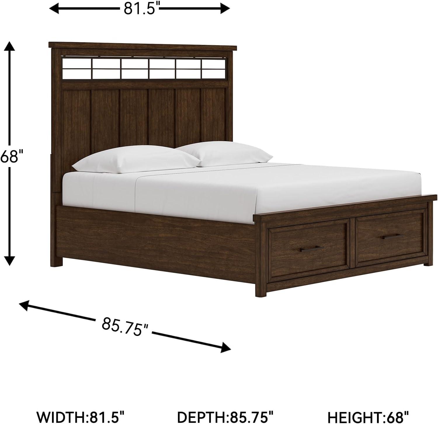 imageSignature Design by Ashley Taffenbrook King Platform Bed Frame with Headboard 2 Drawer Storage Hardwood Solids Mango Veneer MDF Rich Brown Finish Casual BedroomMedium Brown
