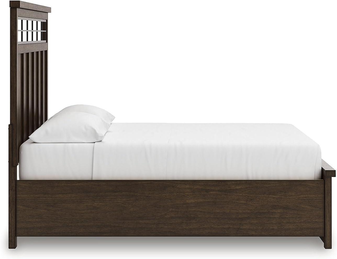 imageSignature Design by Ashley Taffenbrook King Platform Bed Frame with Headboard 2 Drawer Storage Hardwood Solids Mango Veneer MDF Rich Brown Finish Casual BedroomMedium Brown