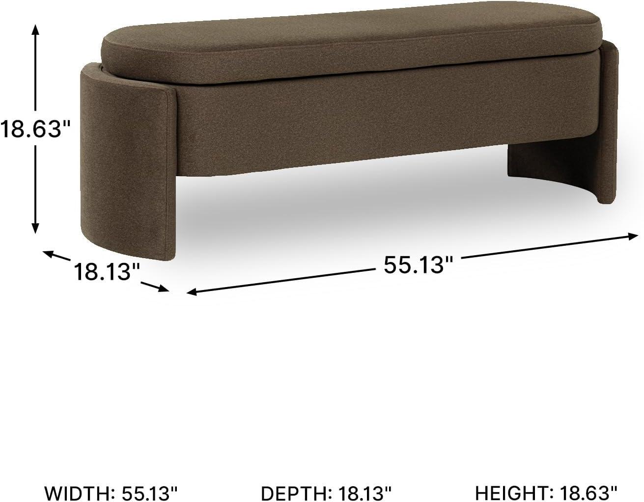 imageSignature Design by Ashley Vavuniya Upholstered Storage Bench with Hinged Seat and Hidden Compartment for Entryway or Bedroom Seating Capsule Shape in Heathered Brown