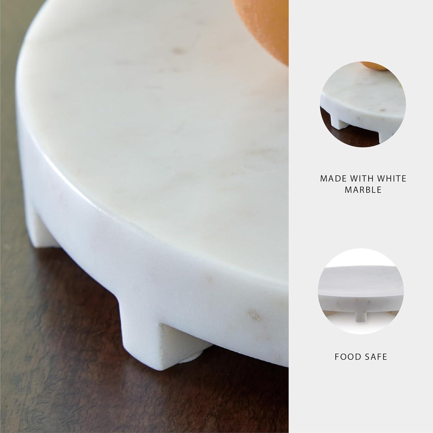 imageSignature Design by Ashley Wainmoore Casual Round FoodSafe Marble Tray White