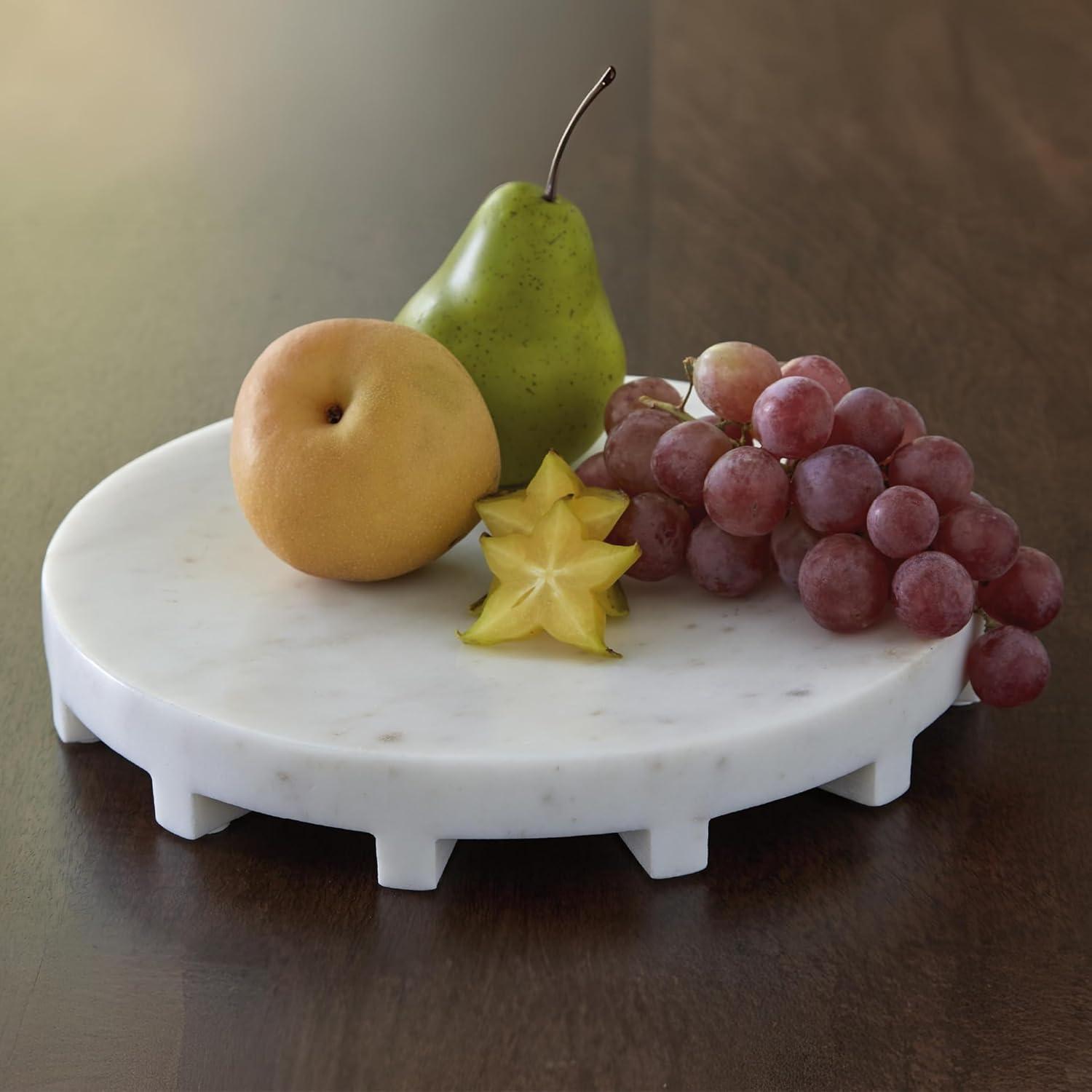 imageSignature Design by Ashley Wainmoore Casual Round FoodSafe Marble Tray White