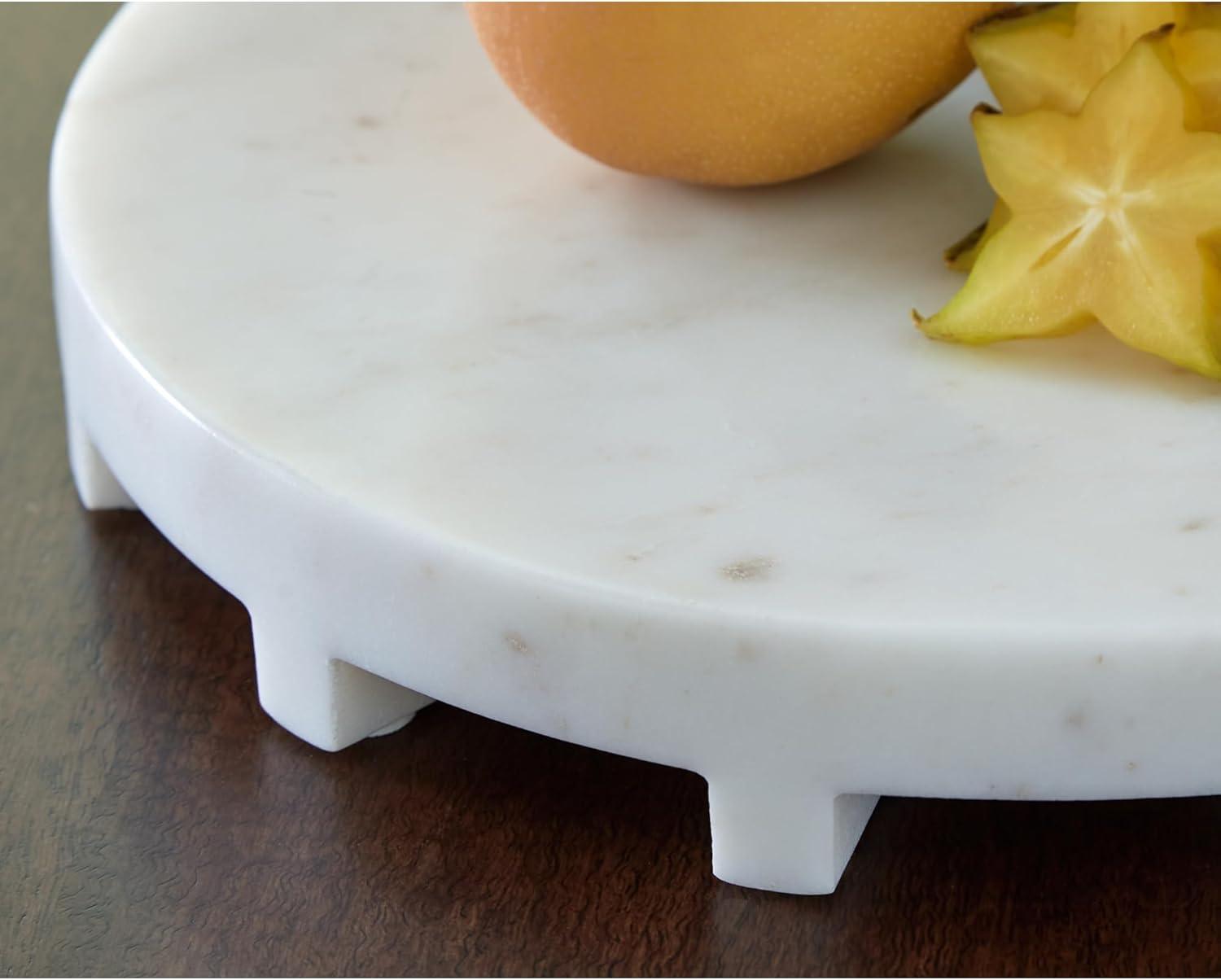 imageSignature Design by Ashley Wainmoore Casual Round FoodSafe Marble Tray White