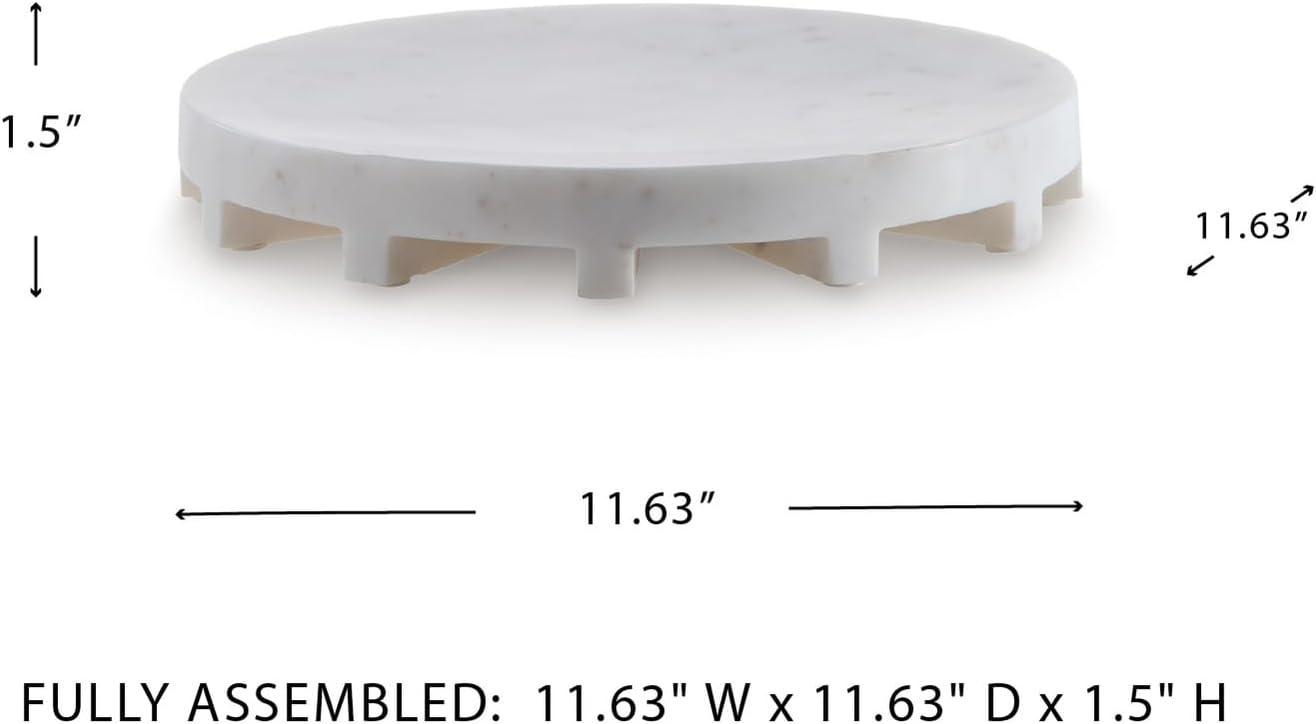 imageSignature Design by Ashley Wainmoore Casual Round FoodSafe Marble Tray White