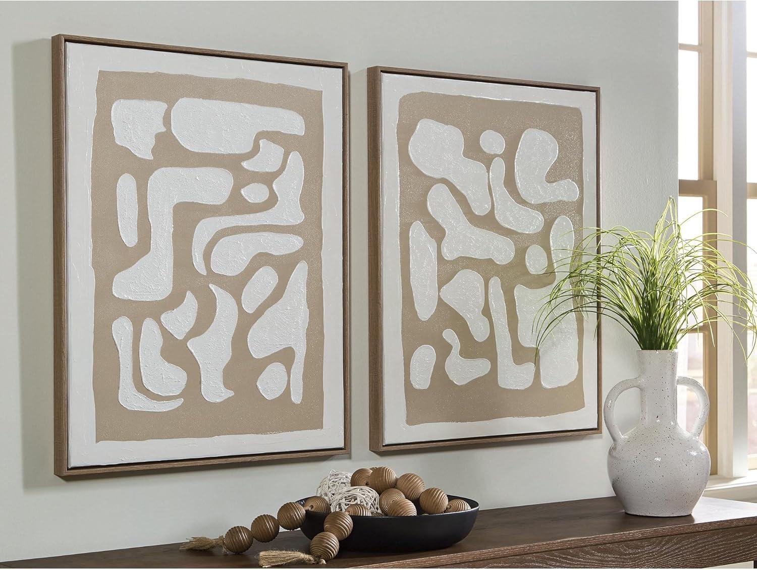 imageSignature Design by Ashley Waldett Wall Art Set of 2 Abstract Canvaswith Hand Painted Design FourWay Hanging Modern Decor for Living Room or Dining Room Walls