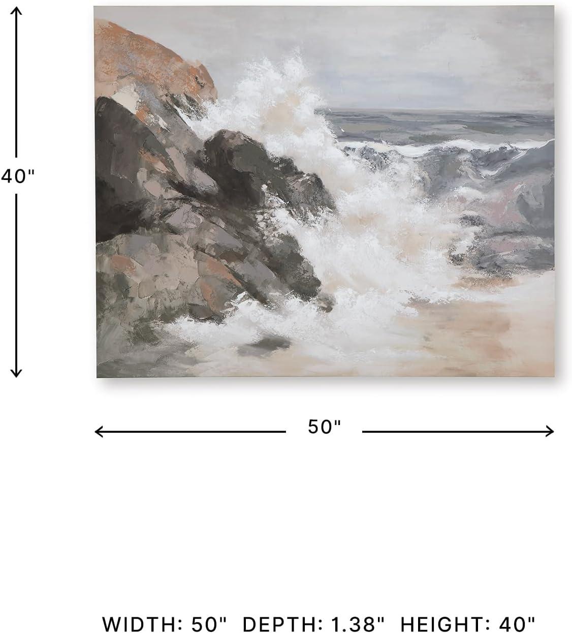imageSignature Design by Ashley Worthner Coastal Seascape Gallery Wrapped Canvas Wall Art 50 x 40 Inches Light Brown amp Gray