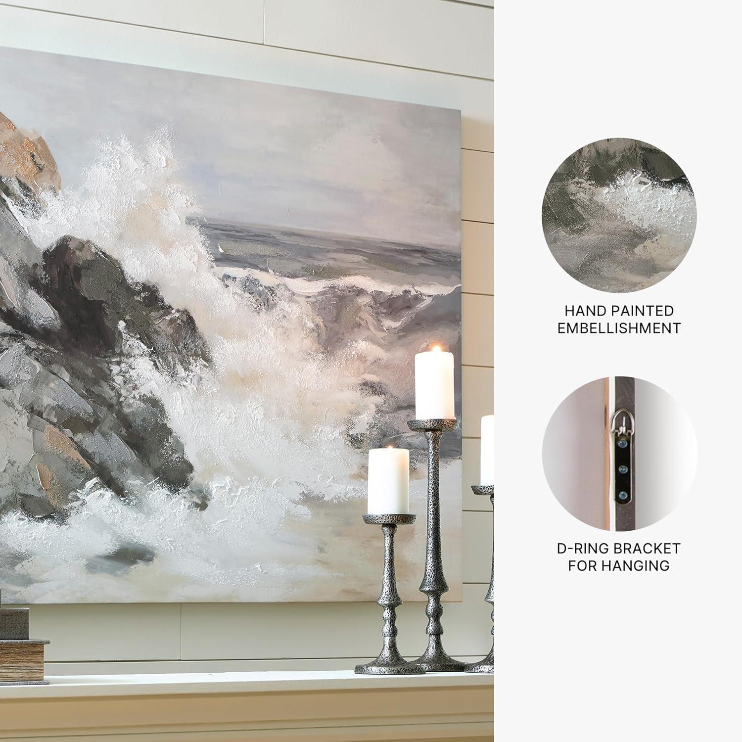 imageSignature Design by Ashley Worthner Coastal Seascape Gallery Wrapped Canvas Wall Art 50 x 40 Inches Light Brown amp Gray