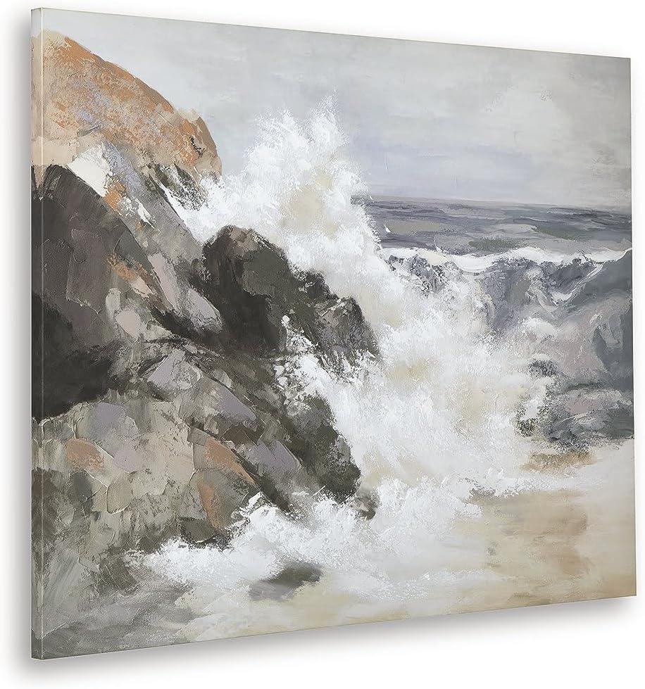 imageSignature Design by Ashley Worthner Coastal Seascape Gallery Wrapped Canvas Wall Art 50 x 40 Inches Light Brown amp Gray