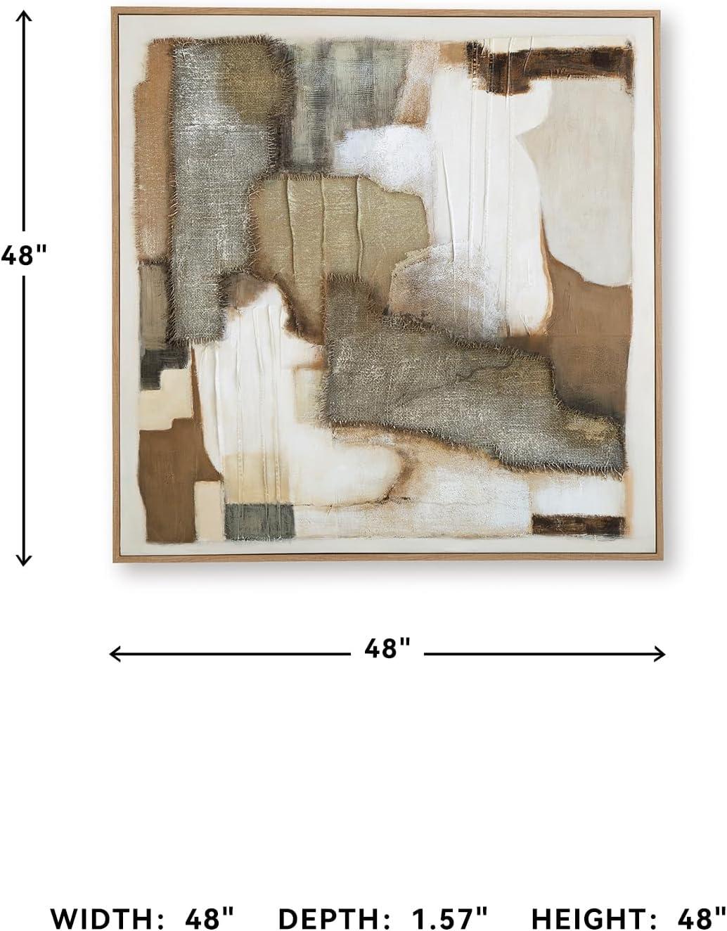 imageSignature Design by Ashley Wylander Wall Art Large Gallery Wrapped Canvas with Fabric Embellishments FourWay Hanging Modern Decor for Living Room Walls Neutral Tones