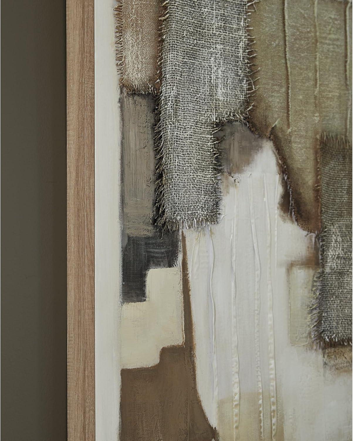 imageSignature Design by Ashley Wylander Wall Art Large Gallery Wrapped Canvas with Fabric Embellishments FourWay Hanging Modern Decor for Living Room Walls Neutral Tones