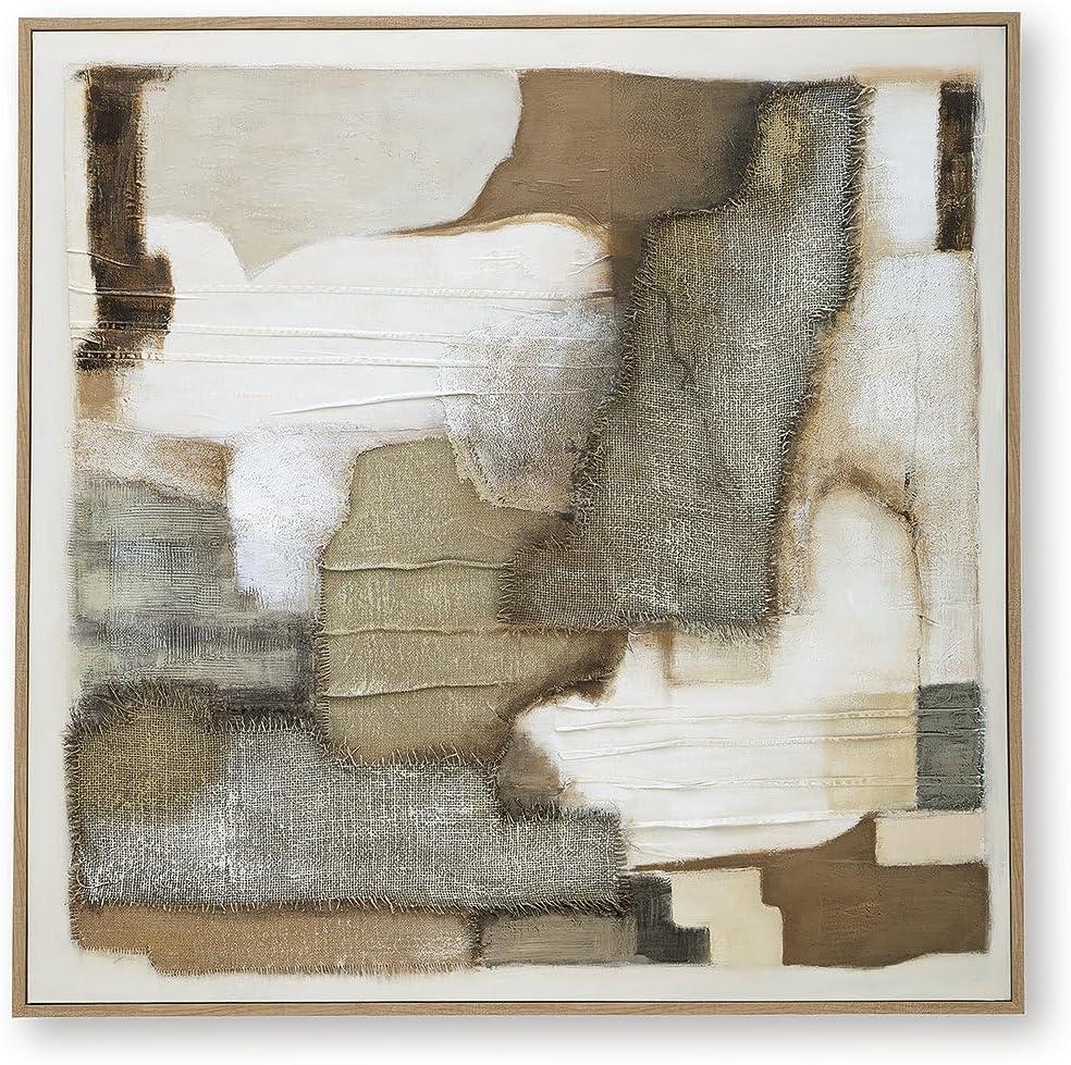 imageSignature Design by Ashley Wylander Wall Art Large Gallery Wrapped Canvas with Fabric Embellishments FourWay Hanging Modern Decor for Living Room Walls Neutral Tones