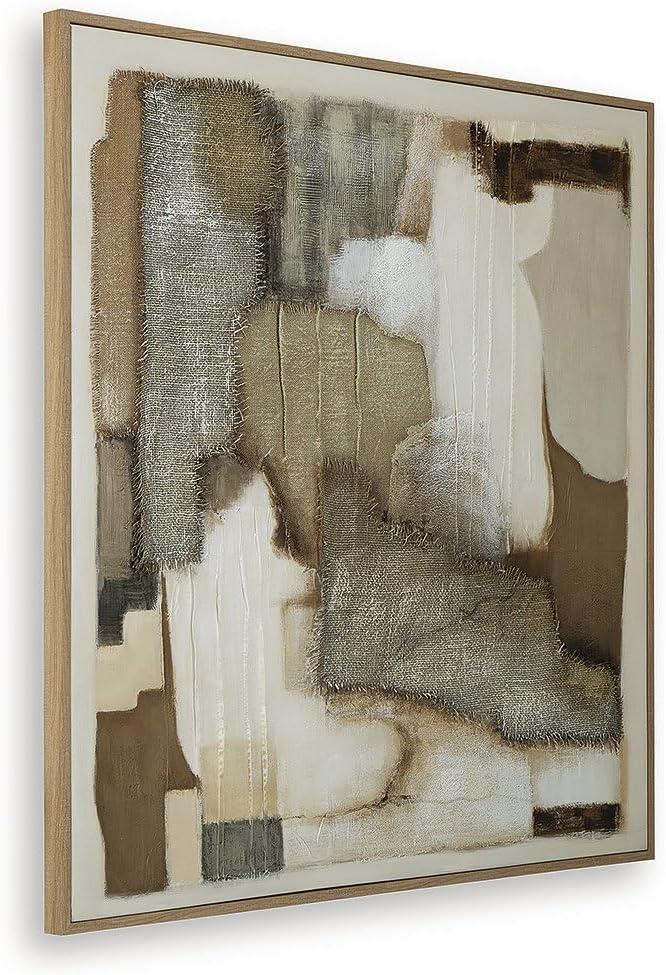 imageSignature Design by Ashley Wylander Wall Art Large Gallery Wrapped Canvas with Fabric Embellishments FourWay Hanging Modern Decor for Living Room Walls Neutral Tones
